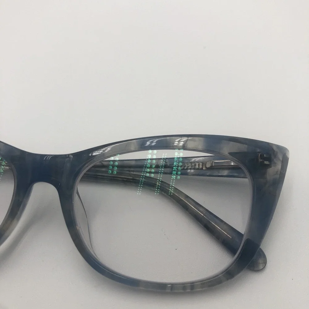 Womens Eye Glasses Frames Blue Tortoise Cat Eye Marbled Swirl Preowned With Case